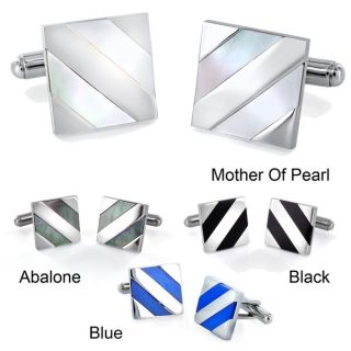 Stainless Steel Diagonal Stripe Inlay Cuff Links   13135271