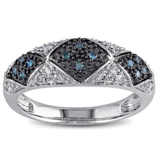 Haylee Jewels Sterling Silver 1/4ct TDW Blue and White Diamond Ring (G