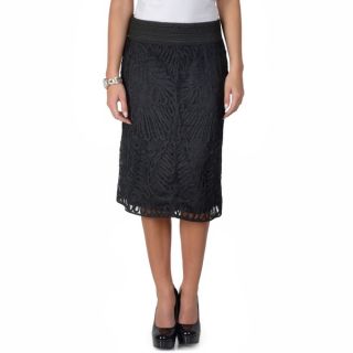 Journee Collection Womens Elastic Waist Lace Overlay Pencil Skirt