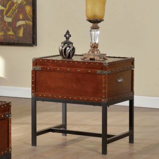 Furniture of America Dravens Industrial Trunk Style End Table