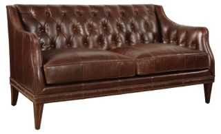 Kennedy Walnut Leather Settee   Sofas & Loveseats