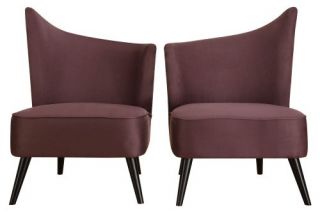 Armen Living Elegant Accent Chair with Flaired Back   Purple Microfiber