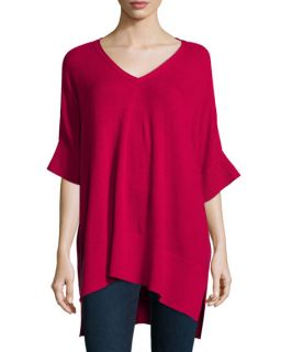 Cashmere Collection Short Sleeve High Low Cashmere Tunic