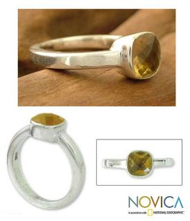 Sterling Silver Sunny Muse Citrine Solitaire Ring (India