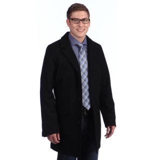 Tommy Hilfiger Mens Black Button up Wool Blend Coat  