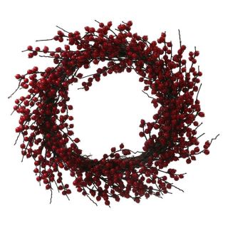 28 in. Red Indoor/Outdoor Berry Unlit Wreath   Christmas Wreaths