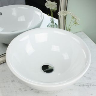 Highpoint Collection 17 Inch Round White Vessel Sink with Drain Combo