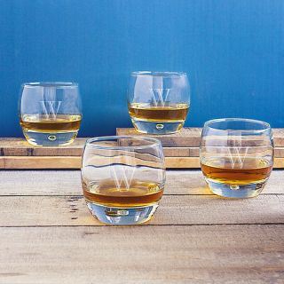 Cathys Concepts Personalized 10.75 oz. Heavy Based Whiskey Glasses   Set of 4   Liquor Glasses