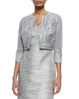 Kay Unger New York Sheer Cropped Jacket with Beaded Lace