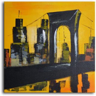 My Art Outlet Hand Painted Modern Oil Painting Bridge and Towers