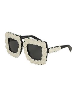 Dolce & Gabbana Absolute Luxury Roses Sunglasses, White/Black