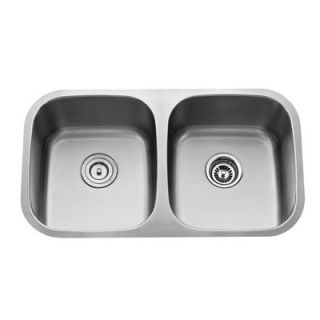 Kraus 32.25 x 18.5 8 Piece Undermount Double Bowl Kitchen Sink Set