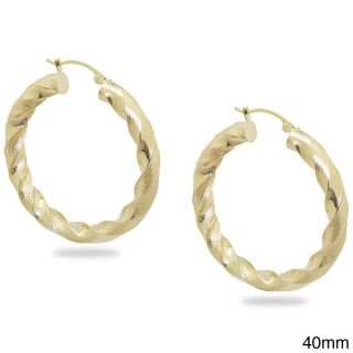 Gioelli 14k Yellow Gold Engraved Twist Hoop Earrings   15672201