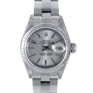 Pre Owned Rolex Womens Silver Dial Oyster Stainless Steel Datejust