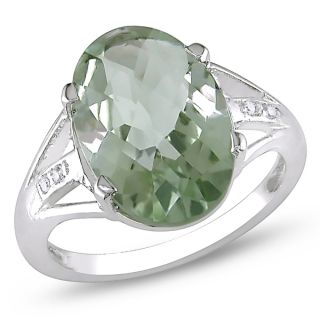 Miadora Sterling Silver Green Amethyst and White Topaz Cocktail Ring