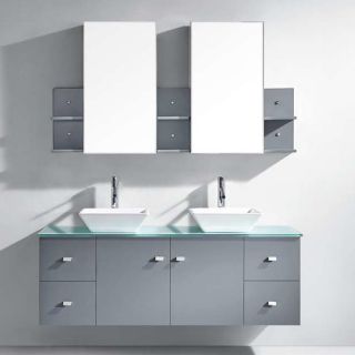 Virtu Ultra Modern Double Clarissa Bathroom Vanity Set with Mirror