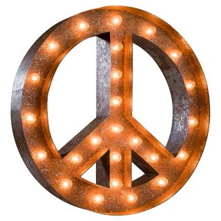 Vintage Marquee Light   Peace Sign