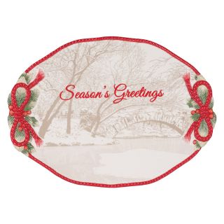 Fitz and Floyd Night Before Christmas Cookie Platter with Winter Park Scene   Christmas Serveware