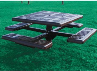Perforated Square Pedestal Picnic Table