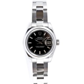 Pre Owned Rolex Womens Black Dial Automatic Quickset Stainless Steel
