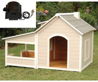Precision Pets Outback Savannah Dog House with Porch and cooling fan
