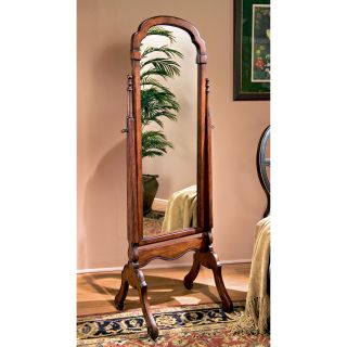 Rich Cherry Traditional Detailed Cheval Mirror   15W x 60H in.   Mirrors