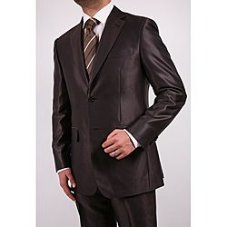 Ferrecci Mens Shiny Brown Two button Two piece Slim Fit Suit