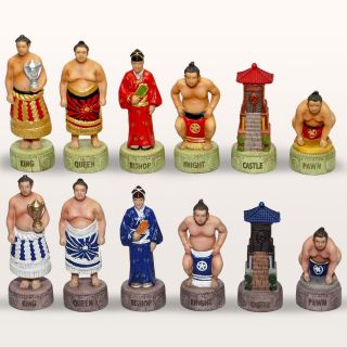Japanese Sumo Chess Pieces