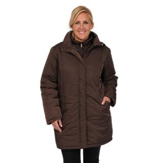EXcelled Womens Plus Size 3 in 1 Knee length Jacket