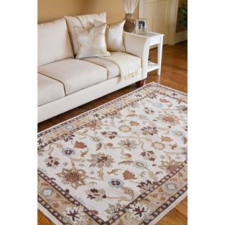 Hand tufted Traditional Coliseum Vanilla Floral Border Wool Rug (10 x