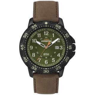 Timex Mens T499969J Expedition Rugged Green Dial Brown Leather Strap