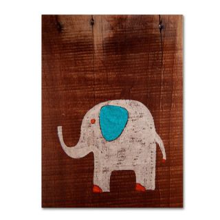 Elephant on Wood by Nicole Dietz Painting Print on Wrapped Canvas