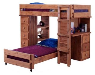 Chelsea Home Twin over Twin Student Loft Bed   Mahogany   Bunk Beds & Loft Beds