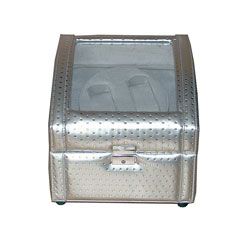 Rocket Silver and Gray Double Watch Winder (8.5 x 8.25 x 7.75