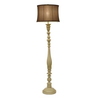 Antique Ivory Floor Lamp with Faux Silk Shade   16844930  
