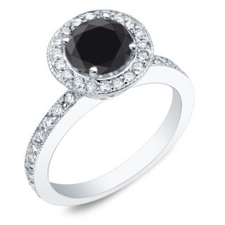 Auriya 14k Gold 1ct TDW Round Cut Black Diamond Engagement Ring (I J