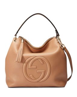 Gucci Soho Large Leather Hobo Bag, Camelia
