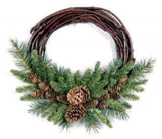 16 in. Pine Cone Grapevine Unlit Wreath   Christmas Wreaths