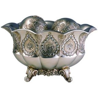 Ore International Traditional Royal Silver & Gold Metallic Decorative Bowl with Spheres   7H in.   Bowls & Trays