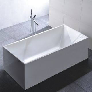 Vanity Art Freestanding 67 inch Rectangular White Acrylic Bathtub