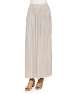 Joan Vass Long Sleeve Striped Top & Long Pleated Skirt, Womens