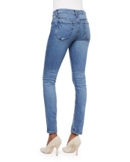 Helmut Lang Cotton Racerback Shirttail Tank Top & Lightly Distressed Skinny Ankle Jeans