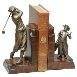 Golfer & Caddy Bookends   Bookends