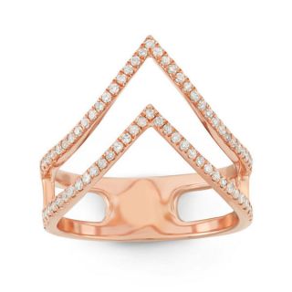 14k Rose Gold 3/8ct TDW White Diamond Double V Fashion Ring (G H, I1