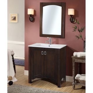 Contemporary 30 inch Single Sink Bathroom Vanity with Matching Framed