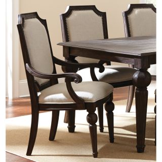 Steve Silver Cayden Arm Dining Chair   Set of 2   Distressed Black Walnut   Dining Chairs
