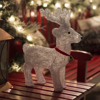 13 in. Lighted White Indoor/Outdoor Reindeer with LED Lights   Outdoor Light Displays