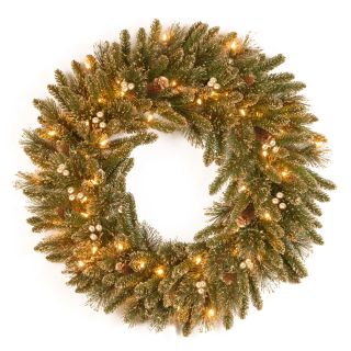 30 in. Glittery Pine Gold Pre Lit Wreath   Christmas Wreaths