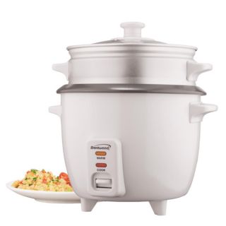Brentwood TS 600S 5 Cup Rice Cooker With Steamer Attachment  White