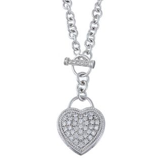 La Preciosa Sterling Silver Cubic Zirconia Heart Toggle Necklace